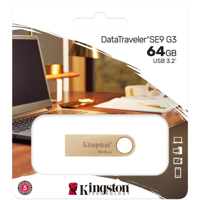 USB флеш накопитель Kingston 64GB DataTraveler SE9 G3 Gold USB 3.2 (DTSE9G3/64GB) изображение 6