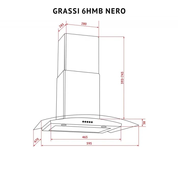 Витяжка кухонна Perfelli GRASSI 6HMB NERO зображення 12