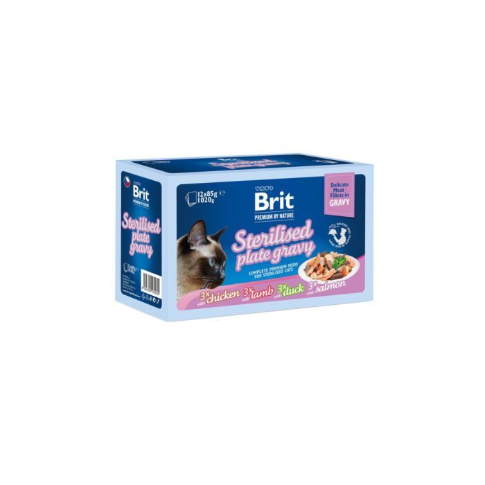 Влажный корм для кошек Brit Premium Delicate Fillets in Gravy Family Plate для стерилизованных (8595602570645)