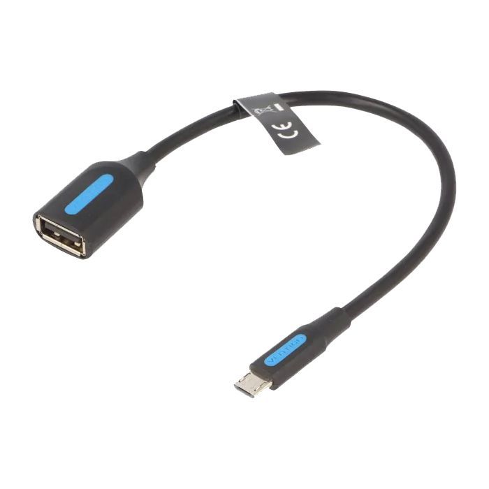 Переходник USB 2.0 Micro BM to USB AF (OTG) 0.15m Black PVC Vention (CCUBB)