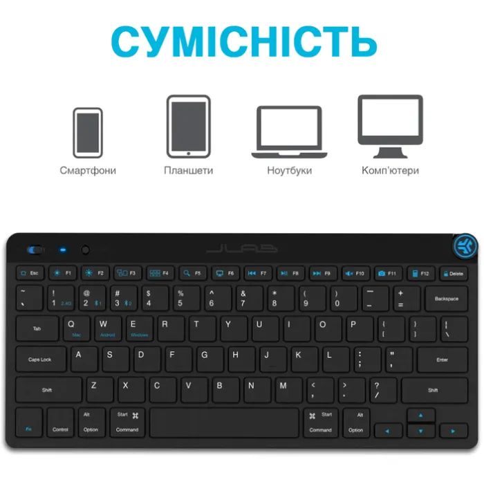 Клавиатура Jlab GO Bluetooth/Wireless Black (IEUKGOKEYBRBLK4) изображение 5