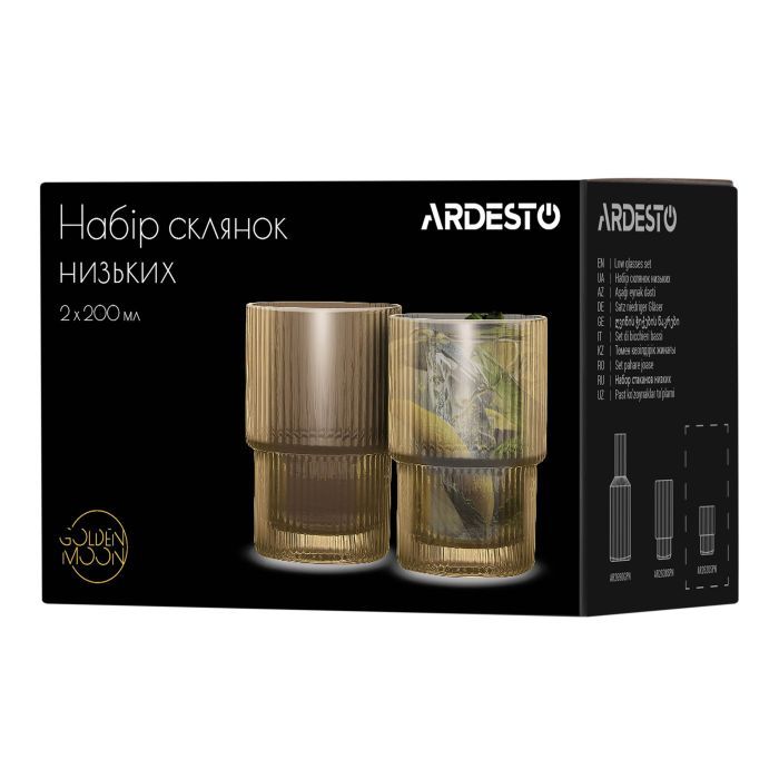 Набор стаканов Ardesto 200мл, 2шт, скло, золотистий (AR2620GG) изображение 7