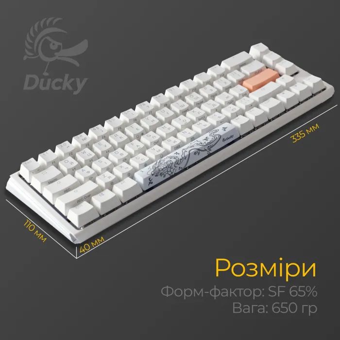 Клавиатура Ducky One 3 SF Cherry MX Red RGB UA USB Black (DKON2167ST-RUAPXCLAWSC1) изображение 11