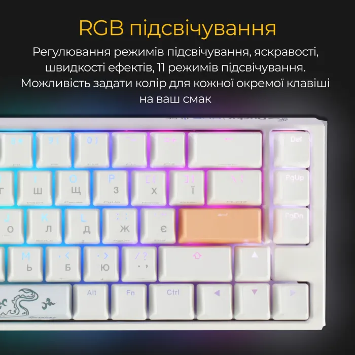 Клавіатура Ducky One 3 SF Cherry MX Red RGB UA USB Black (DKON2167ST-RUAPXCLAWSC1) зображення 3