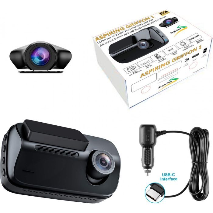 Відеореєстратор Aspiring Griffon 1 Dual 4K Speedcam Wi-Fi GPS (GR1-4KSDWG) зображення 10