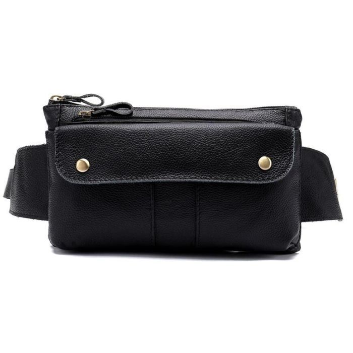 Сумка Vintage Бананка из кожи Черная (14809) изображение 10