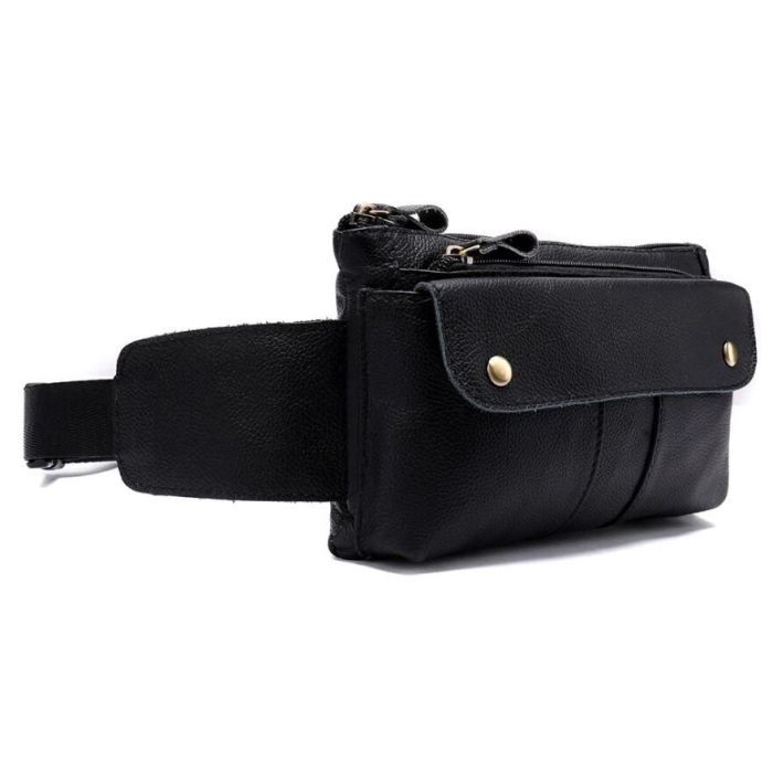 Сумка Vintage Бананка из кожи Черная (14809) изображение 12