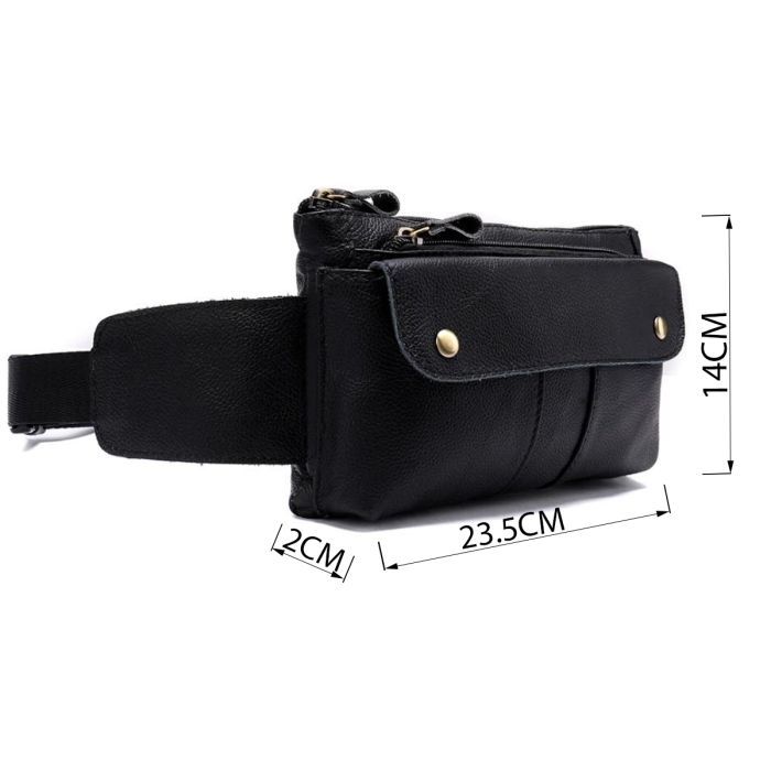 Сумка Vintage Бананка из кожи Черная (14809) изображение 3