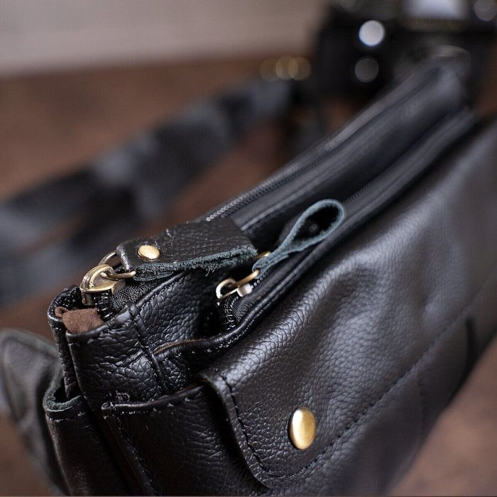 Сумка Vintage Бананка из кожи Черная (14809) изображение 9