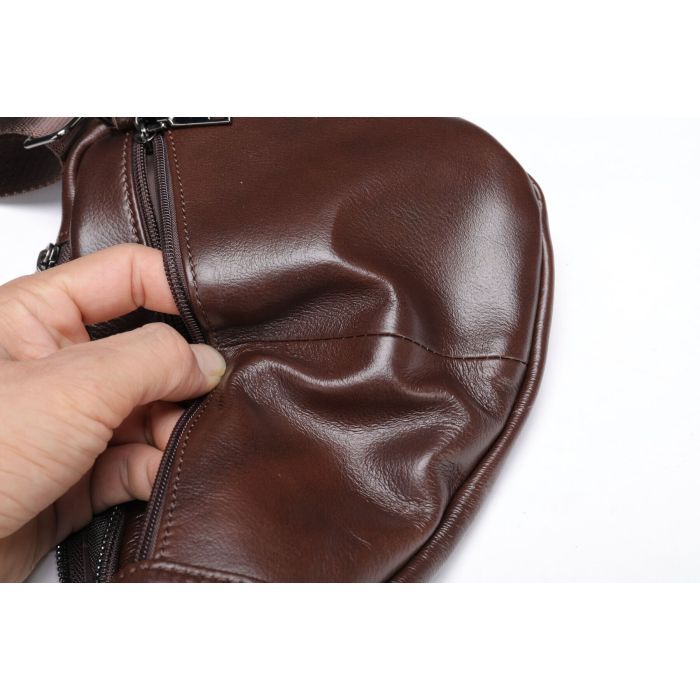 Сумка Vintage Мужская слинг кожаная Коричневая (14737) изображение 11