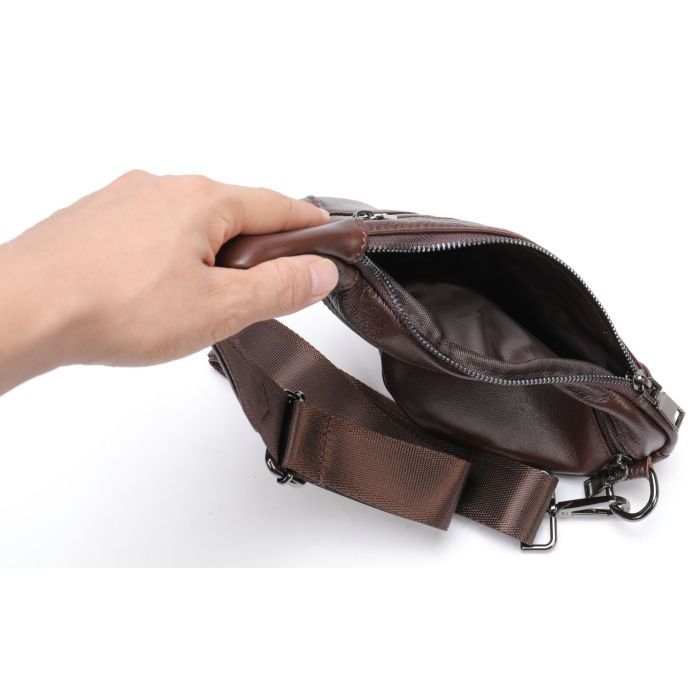 Сумка Vintage Мужская слинг кожаная Коричневая (14737) изображение 12