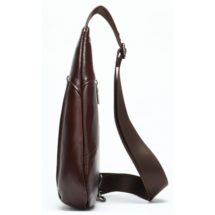Сумка Vintage Мужская слинг кожаная Коричневая (14737) изображение 6
