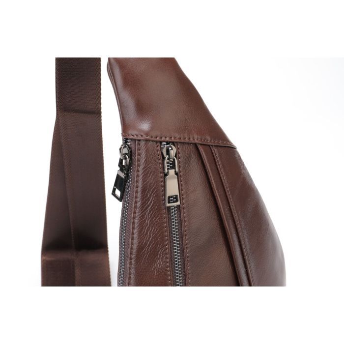 Сумка Vintage Мужская слинг кожаная Коричневая (14737) изображение 8