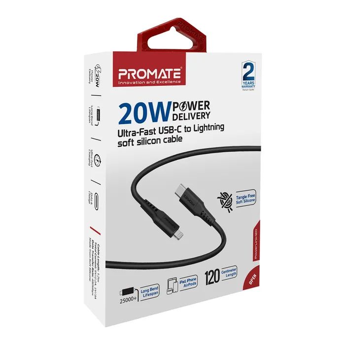 Дата кабель USB-C to Lightning 1.2m Promate (powerlink-120.black) изображение 2