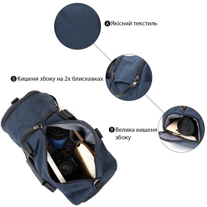 Сумка Vintage Спортивная текстильная Малиновая (20642) изображение 5