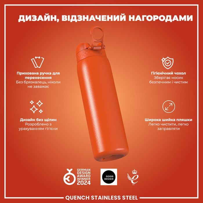 Пляшка для води ION8 OneTouch Stainless Steel 1200 мл Grey (I8SS1000GRY) зображення 4