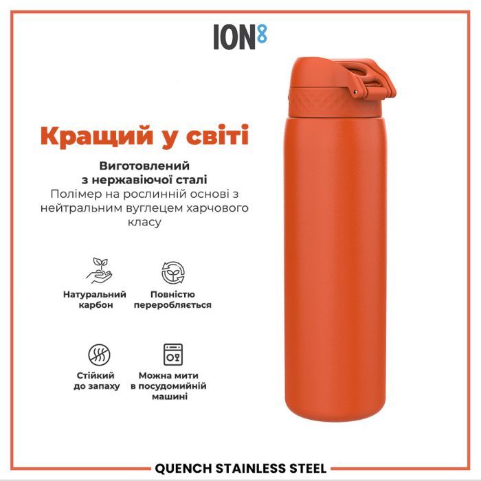 Пляшка для води ION8 OneTouch Stainless Steel 1200 мл Grey (I8SS1000GRY) зображення 6