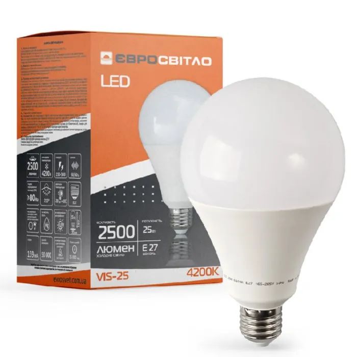 Лампочка Євросвітло 25Вт 4200К (VIS-25-E27) изображение 2