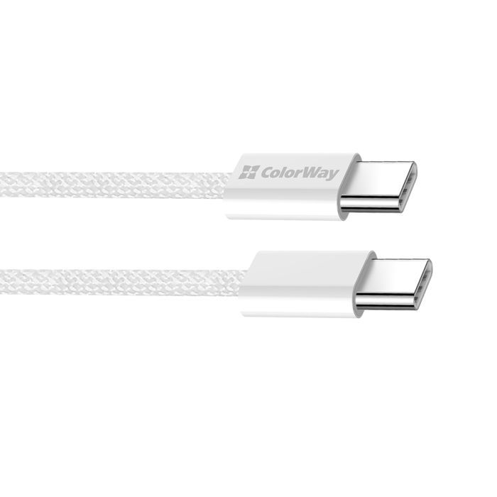 Дата кабель USB-C to USB-C 2.0m (braided cotton) (PD Fast Charging 60W) 3.0А grey ColorWay (CW-CBPDCC068-GR) изображение 2