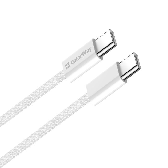 Дата кабель USB-C to USB-C 2.0m (braided cotton) (PD Fast Charging 60W) 3.0А grey ColorWay (CW-CBPDCC068-GR) изображение 3