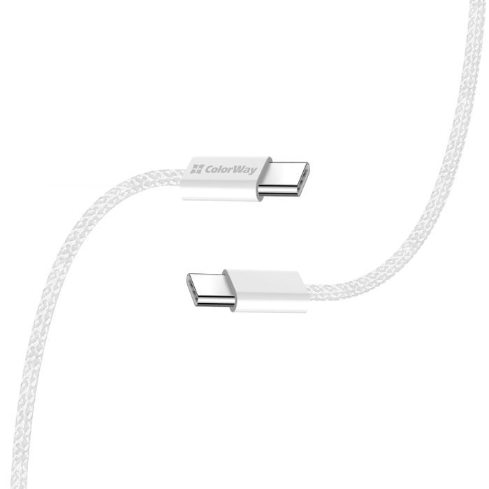 Дата кабель USB-C to USB-C 2.0m (braided cotton) (PD Fast Charging 60W) 3.0А grey ColorWay (CW-CBPDCC068-GR) изображение 5
