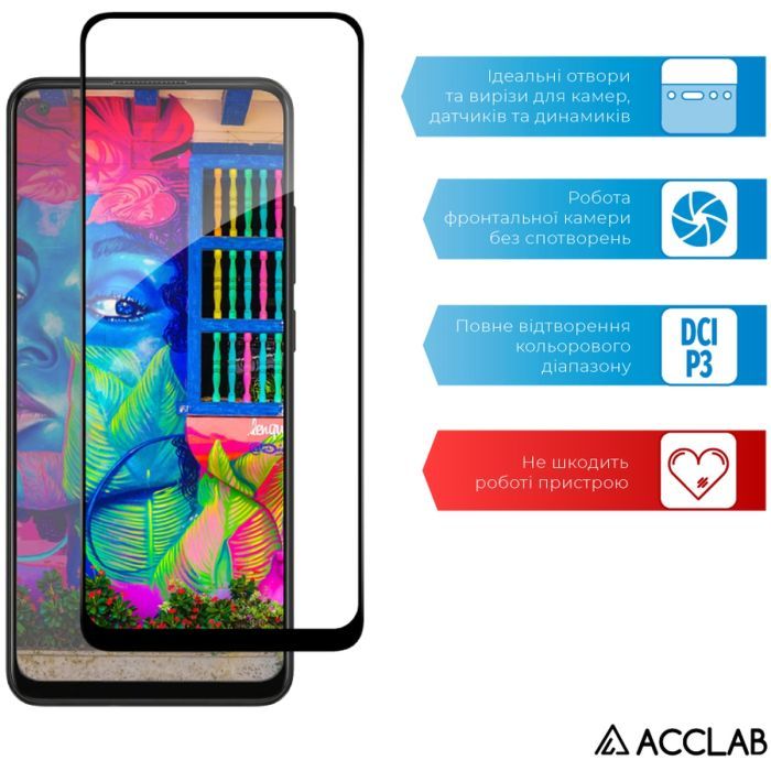 Скло захисне ACCLAB Full Glue Oppo A78Black (1283126582882) зображення 5