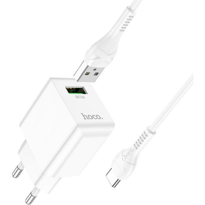Зарядное устройство HOCO C98A Proton USB QC3.0 + cable USB to USB-C White (6931474766878) изображение 3