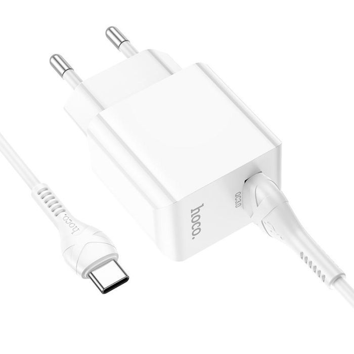 Зарядное устройство HOCO C98A Proton USB QC3.0 + cable USB to USB-C White (6931474766878) изображение 5