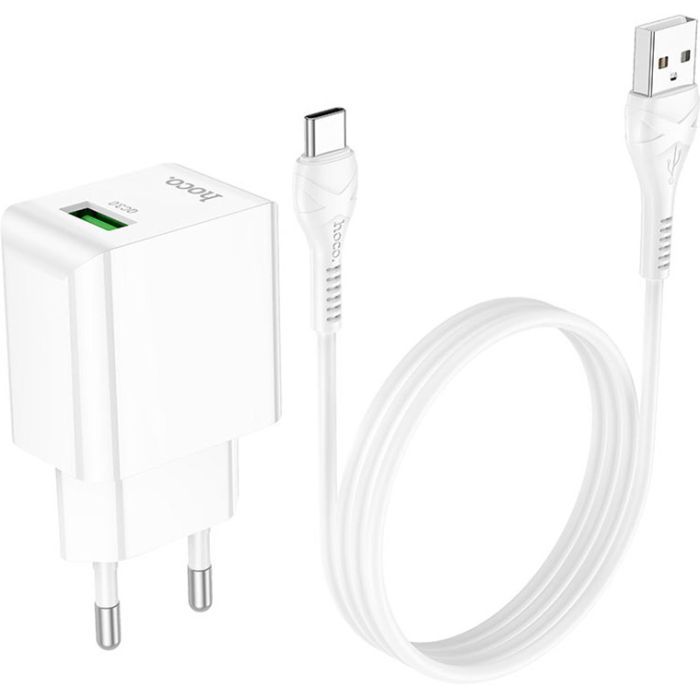 Зарядное устройство HOCO C98A Proton USB QC3.0 + cable USB to USB-C White (6931474766878) изображение 6
