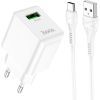 Зарядное устройство HOCO C98A Proton USB QC3.0 + cable USB to USB-C White (6931474766878)