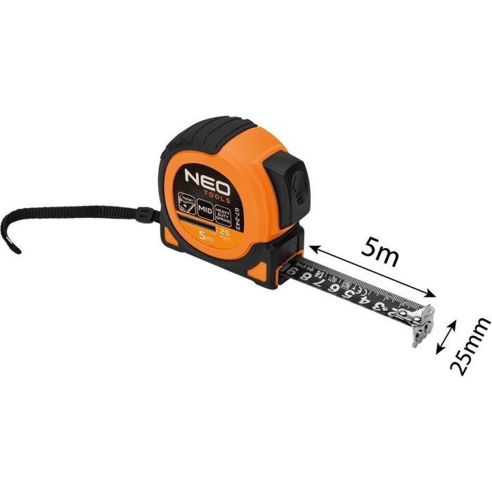 Рулетка Neo Tools Super Black, 5мx25мм, с фиксатором сматывания, магнит (67-243) изображение 7