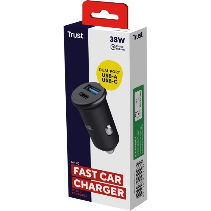 Зарядное устройство Trust USB-C PD25W + USB QC12W 37W Black (25197_TRUST) изображение 11
