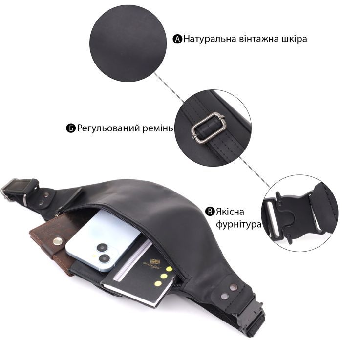 Сумка Shvigel З натуральної шкіри Чорна (23129) зображення 4