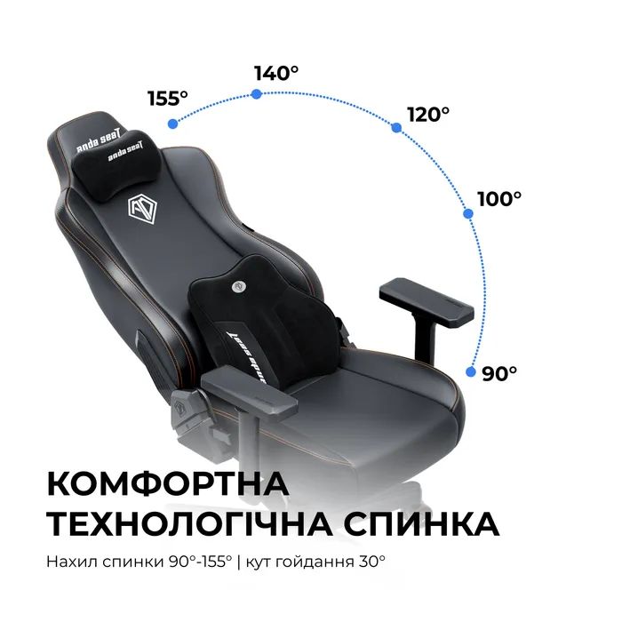 Кресло игровое Anda Seat Kaiser 3E Fabric Size XL Grey (AD23YC-XL-09-G-CF-G01) изображение 11
