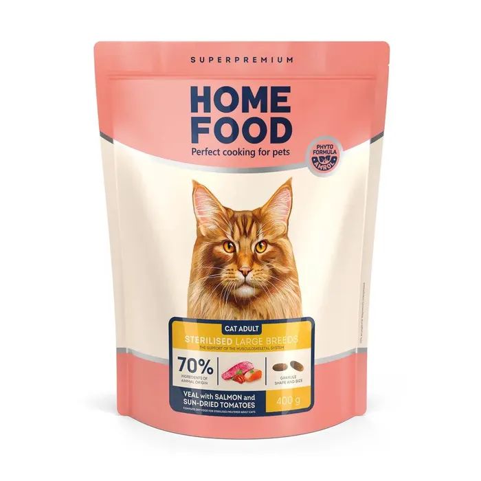 Сухий корм для кішок Home Food For large breeds з телятиною, лососем та в’яленими томатами 1.6 кг (4820235021184)