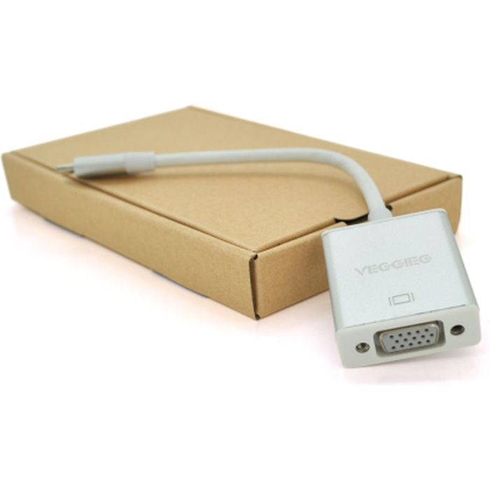 Переходник USB-C M to VGA F 0.1m silver VEGGIEG (TV-S/W/01018)
