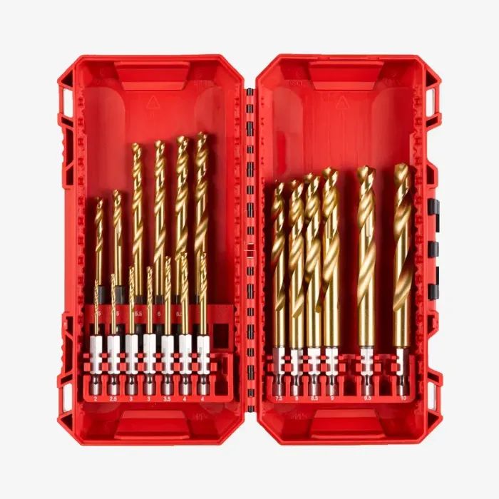 Набір свердл Milwaukee по металу PACKOUT RedHEX HSS-G TiN, 19шт (4932493866)