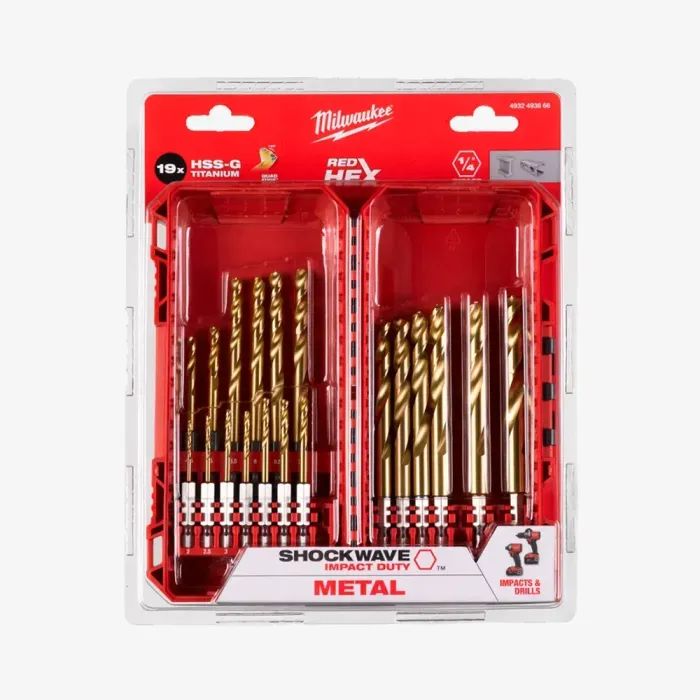 Набір свердл Milwaukee по металу PACKOUT RedHEX HSS-G TiN, 19шт (4932493866) зображення 2