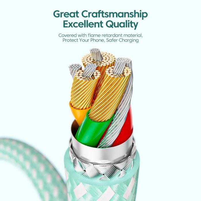 Дата кабель USB 2.0 AM to USB-C 1.0m 100W green Essager (EXCT1-CH06) изображение 5