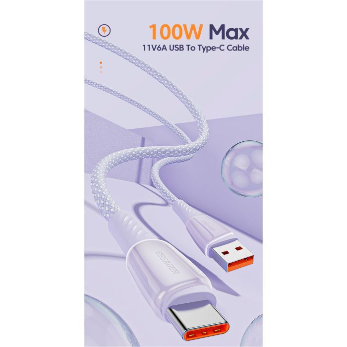 Дата кабель USB 2.0 AM to USB-C 1.0m 100W green Essager (EXCT1-CH06) изображение 6