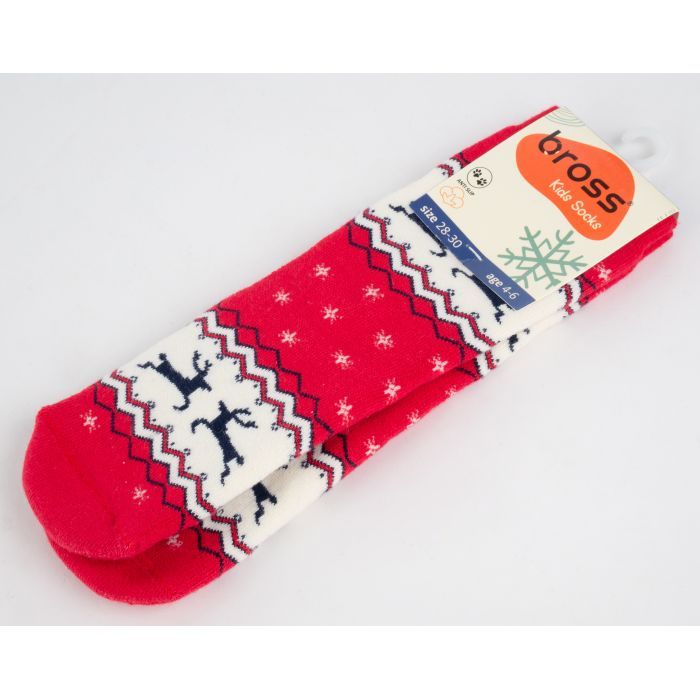 Шкарпетки дитячі Bross махрові новорічні (9901-2-4-beige)
