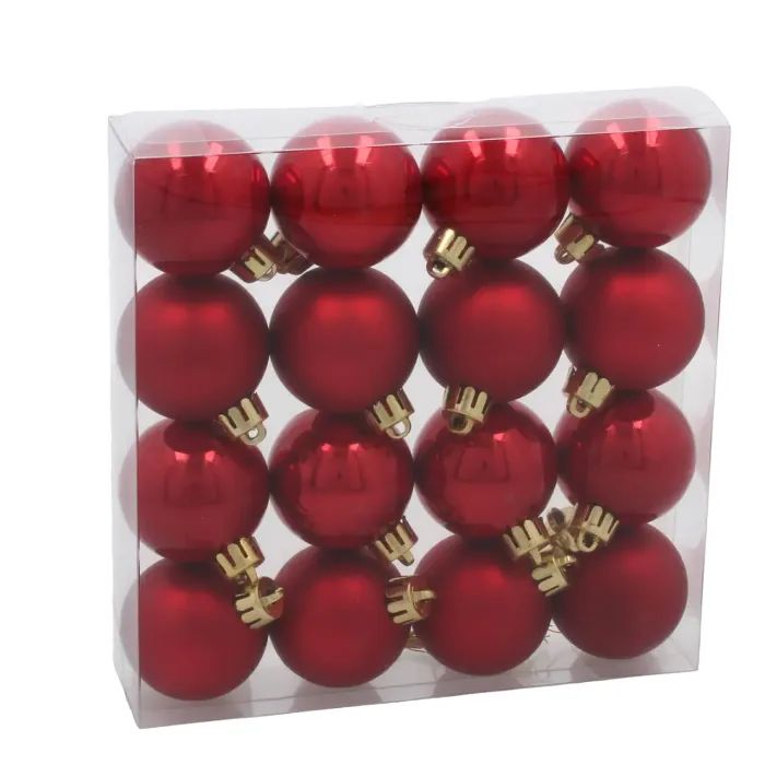Ялинкова іграшка Chomik пластикові кульки 16шт, 4 см, червоні (5900779893856_2)