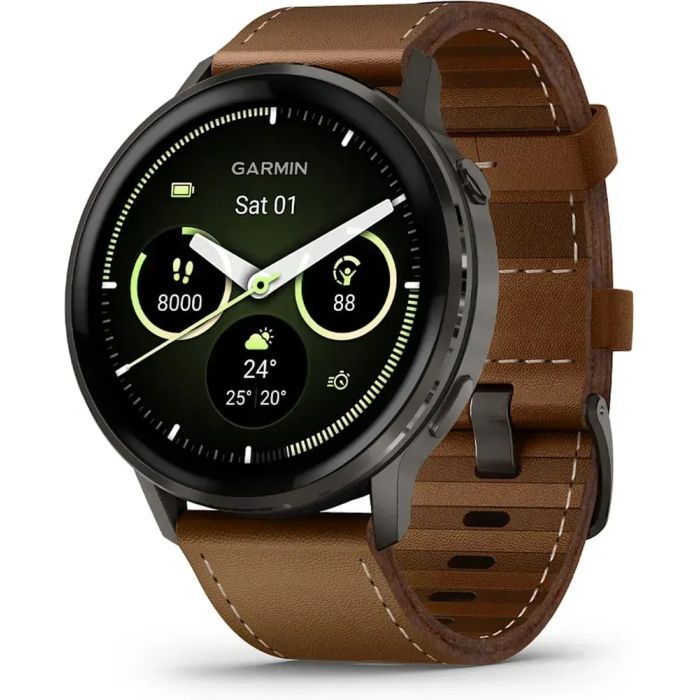 Смарт-годинник Garmin Venu 4 (45mm), Black w/ Slate + Leather, GPS смарт-годинник (010-03014-03) зображення 2