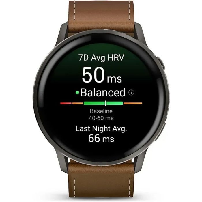 Смарт-годинник Garmin Venu 4 (45mm), Black w/ Slate + Leather, GPS смарт-годинник (010-03014-03) зображення 3