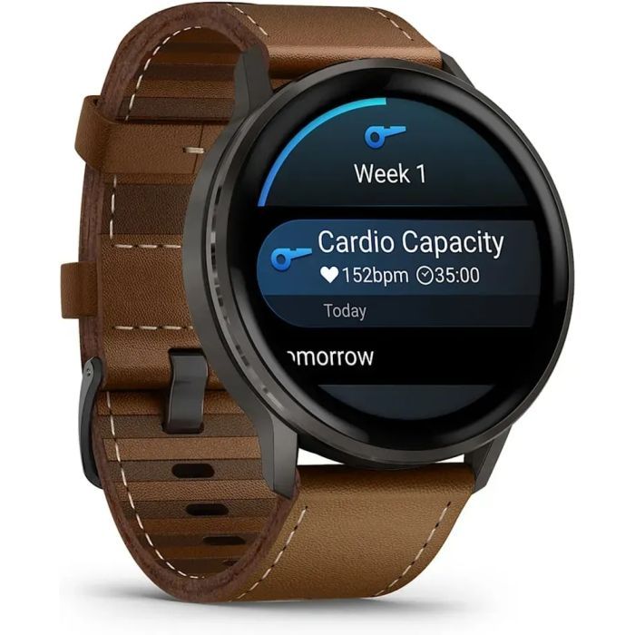 Смарт-годинник Garmin Venu 4 (45mm), Black w/ Slate + Leather, GPS смарт-годинник (010-03014-03) зображення 4