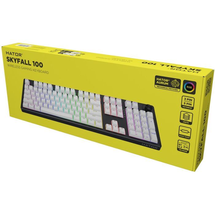 Клавиатура Hator Skyfall 100 Aurum Lemon RGB Wireless/Bluetooth/USB UA Black/White (HTK3100UA) изображение 6