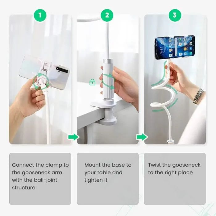 Тримач для смартфонів Ugreen LP113 Multifunction Phone Clip Stand White (30488) зображення 6