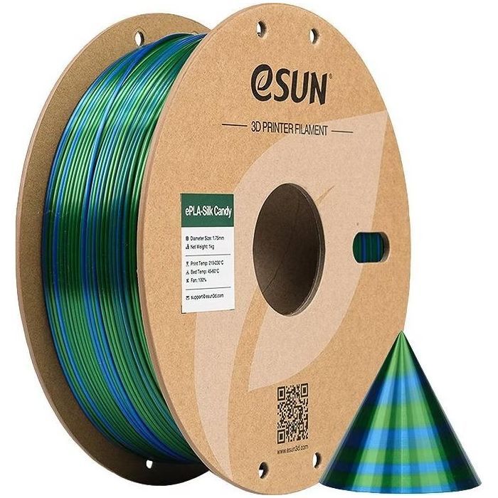 Пластик для 3D-принтера eSUN ePLA-SILK Candy 1,75mm 1kg BLUE GREEN (EPLA-SILK CANDY175UG1)