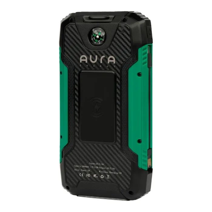 Батарея универсальная AURA NRG-30SE ARM SOLAR 30000mAh Wireless charging Green (PBANRG30SEG)