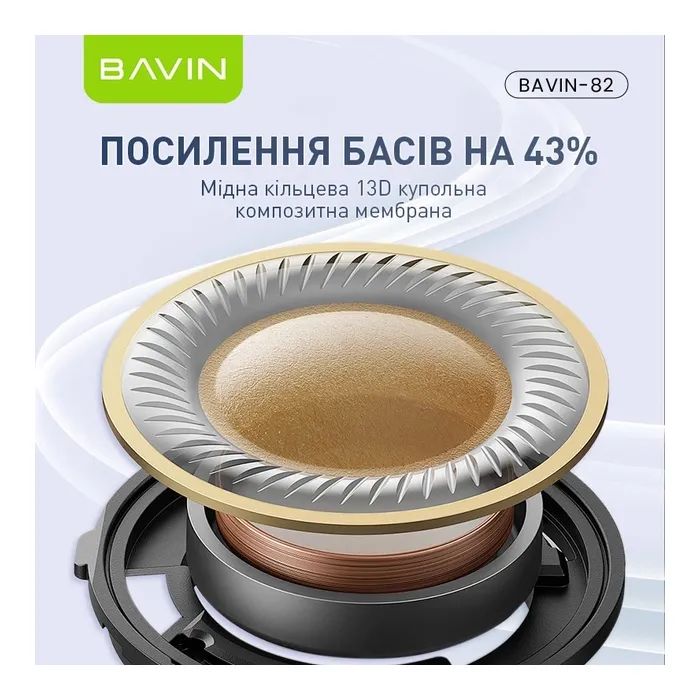 Наушники BAVIN BAVIN-82 Hi-Res LCD Tough White (HB-BA-82-WH) изображение 4